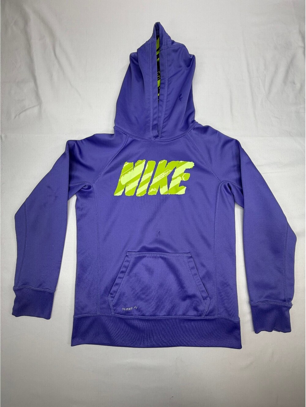 Nike Therma-FIT Youth Pullover Hoodie Fleece Graphic Print Size Large Purple